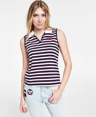 Tommy Jeans Women's Striped Sleeveless Polo Shirt