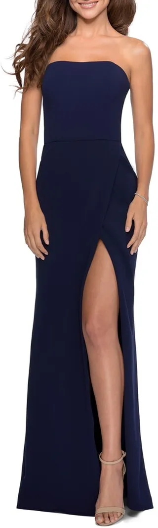 Strapless Double Cross Back Gown