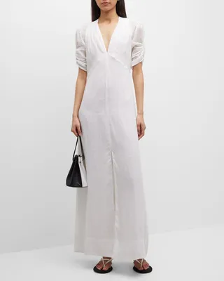 Shirred Sleeve Maxi Dress