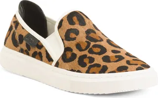 Animial Print Leather And Haircalf Slip On Sneakers