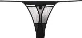 Black Sheer High Cut Thong
