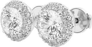 Build Your Own Collection 14K Gold & Lab Grown Round Diamond Halo Stud Earrings