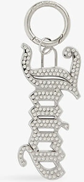 Shiny Silver Logo Rhinestone-embellished Keyring