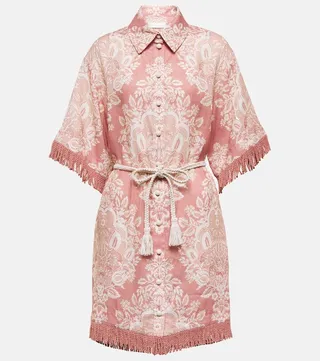 Pattie floral linen shirt dress