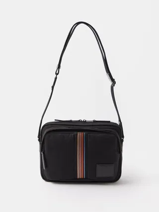 Signature Stripe Textured-mesh Cross-body Bag