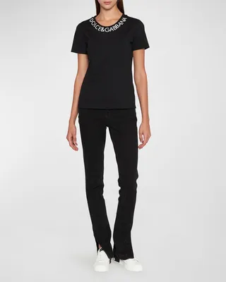 Logo-Print Neck Jersey T-Shirt