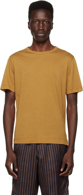 Dries Van Noten Tan Overlock Stitch T-Shirt