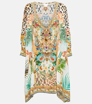 Embellished silk kaftan