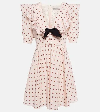 Polka-dot silk minidress