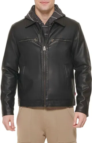 Faux Leather Zip-Up Jacket