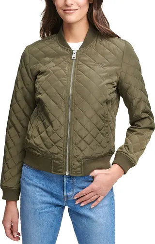 Diamond Quilted Bomber Jacket