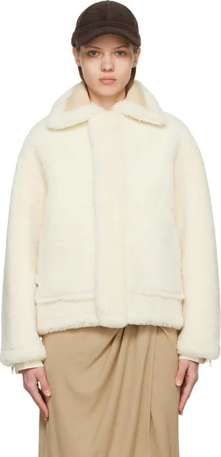 Jacquemus Off-White Le Papier 'Le Manteau Pastre' Shearling Coat