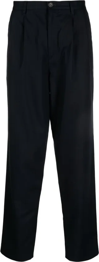Box-Pleat Detail Tapered Trousers