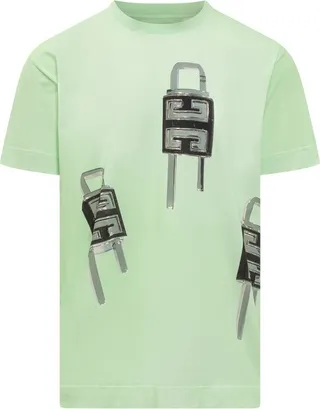 Givenchy FF Padlock Printed Crewneck T-Shirt