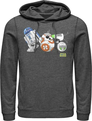 Men's Star Wars: The Rise of Skywalker Droid Party Pull Over Hoodie - Charcoal Heather - Large