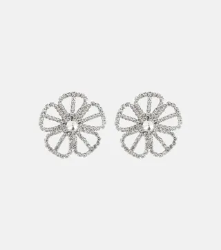 Crystal-embellished flower earrings