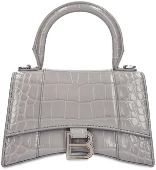 Croc embossed leather shoulder bag