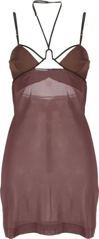 Strap-Detailing Semi-Sheer Minidress