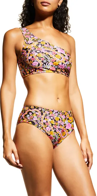 Goddess Printed One-Shoulder Bikini Top
