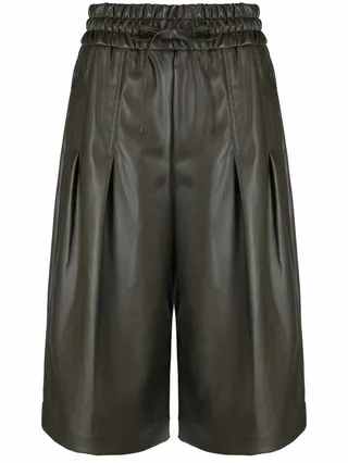 Vegan Leather Box-Pleat Culottes