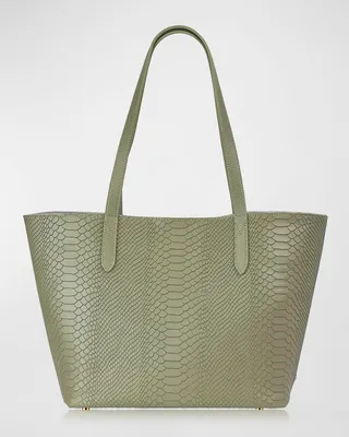 Teddie Python-Embossed Shopper Tote Bag
