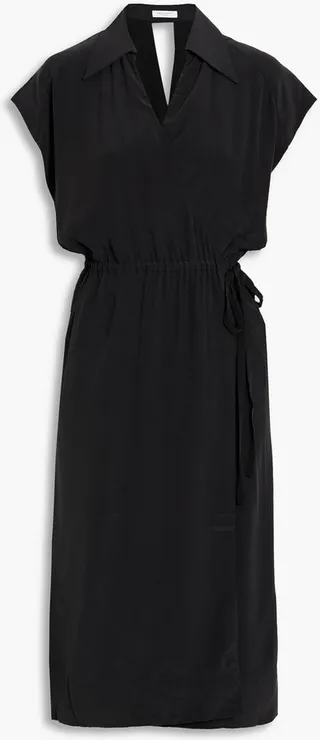 Karina washed-silk midi wrap dress