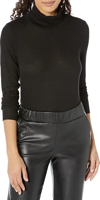 NIC+ZOE Sweet Dreams Long Sleeve Turtleneck (Black Onyx) Women's Clothing