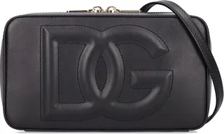 Logo leather camera bag