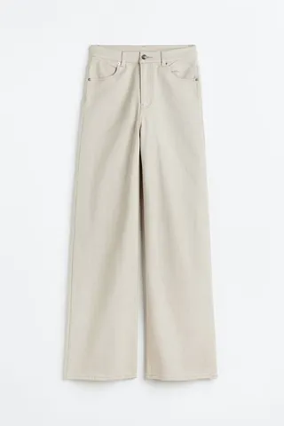 Wide-leg Twill Pants
