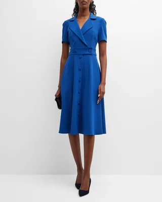 Ingrid Notched-Collar A-Line Dress