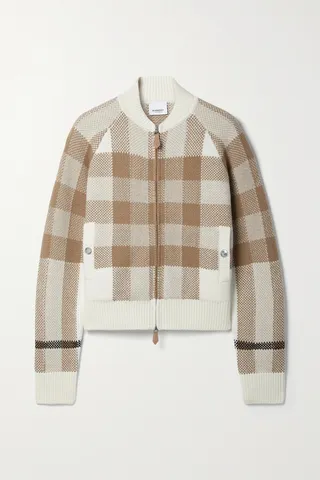 Burberry - Checked Wool And Cashmere-blend Bomber Jacket - Brown