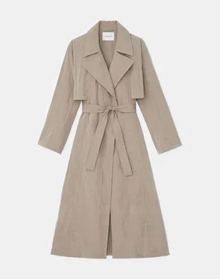 Crinkle Poly Cotton Cloth A Line Trench Coat