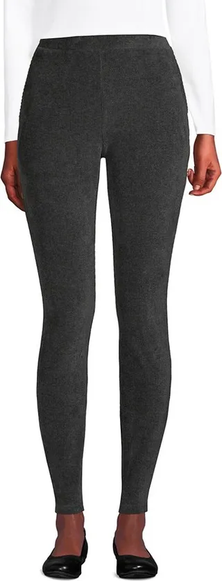 Lands' End Women's Tall Sport Knit High Rise Corduroy Leggings - Medium Tall - Charcoal Heather