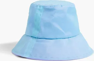 Striped linen-blend organza bucket hat