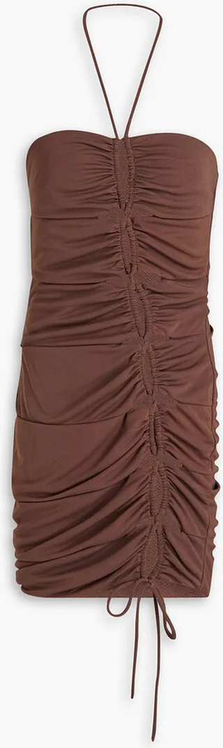 Perta ruched cutout stretch-jersey mini dress
