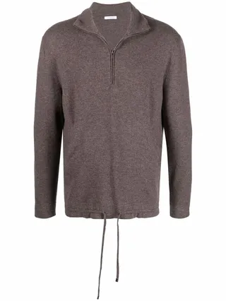 Zip Placket Cashmere Pullover
