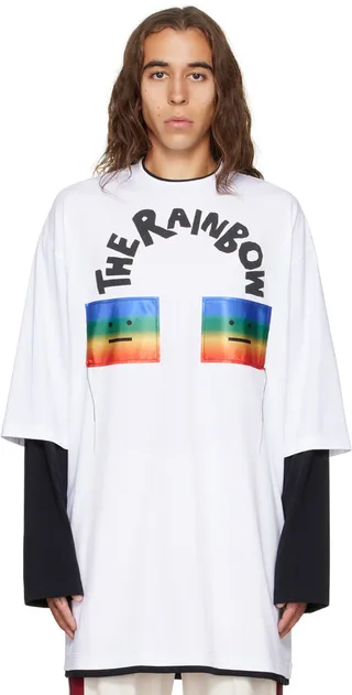 Acne Studios White Rainbow Long Sleeve T-Shirt