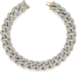 18kt yellow gold pavé diamond Essential link bracelet