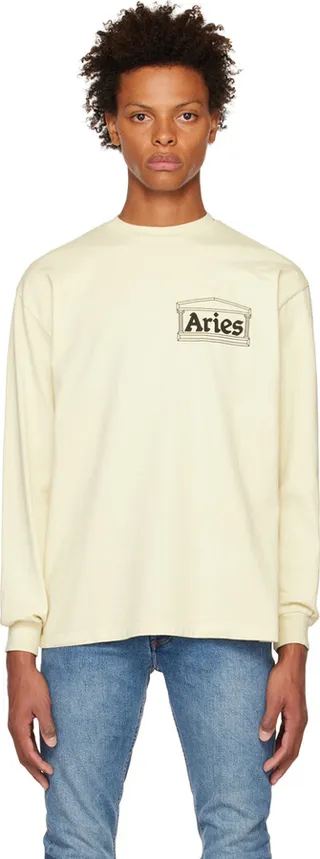 Aries Off-White Temple Long Sleeve T-Shirt