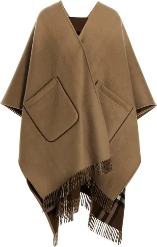 Burberry Checked Fringed Cape