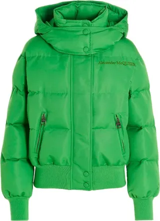 Alexander McQueen Logo Embroidered Hooded Puffer Jacket