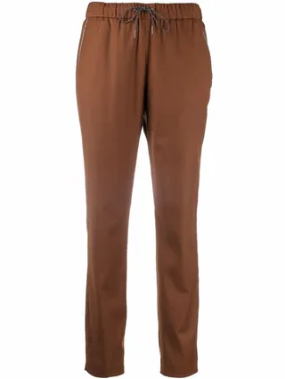 High-Waisted Cropped Track Trousers