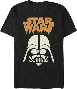 Men's Star Wars Halloween Spooky Darth Vader Helmet T-Shirt - Black - 2X Large