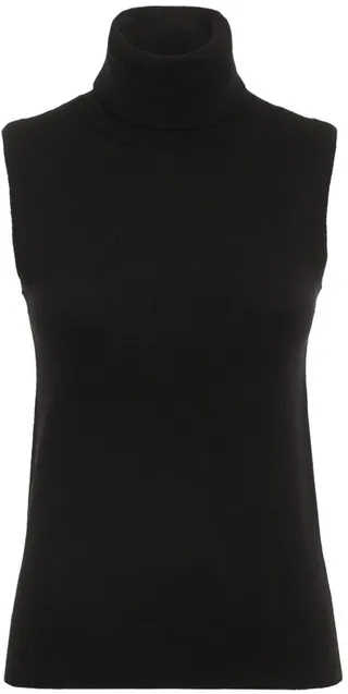 Sleeveless cashmere knit turtleneck top