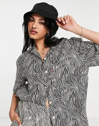 Levi's Ari zebra print resort shirt in brown