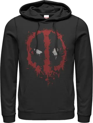 Men's Marvel Deadpool Splatter Icon Pull Over Hoodie - Black - Large