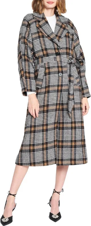 Womens Checkered Cold Weather Trench Coat