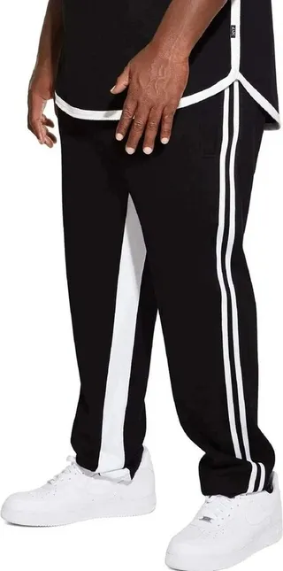 MVP Collections Men's Big and Tall Striped Track Pants - Black - 4XL