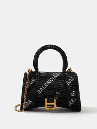 Hourglass Xs Crystal-embellished Handbag