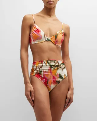 Aral Ruched High-Waist Bikini Bottoms